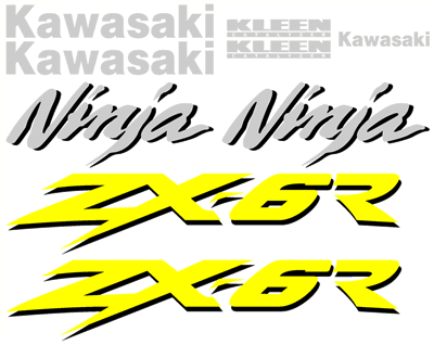 Kawasaki ZX-6R Full Decal Set 2001 Style A