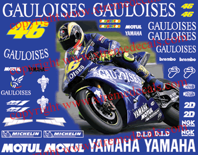 Yamaha Gauloises 2004 Race Decal Set