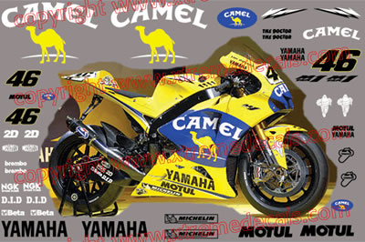 Yamaha R1 and R6  2006 Camel Race Decal Set