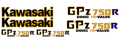 Complete Kawasaki GPZ750R Decal set